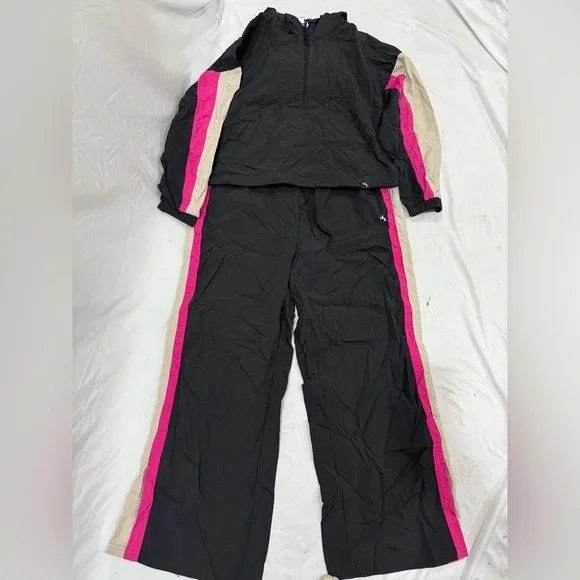 JoyLab Black Jogger Set with Pink and Cream Accents - Picture 1 of 10